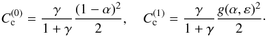 \begin{equation} \Cc=\frac{\gamma}{1+\gamma}\frac{(1-\alpha)^2}{2}, \quad \Cce=\frac{\gamma}{1+\gamma}\frac{g(\alpha,\eps)^2}{2} \cdot \end{equation}