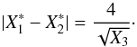 \appendix \setcounter{section}{3} \begin{equation} |X_1^*-X_2^*|=\frac{4}{\sqrt{X_3}} \cdot \end{equation}