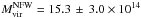 \hbox{$M_{\rm vir}^{\rm NFW}=15.3\,\pm\,3.0\times10^{14}$}