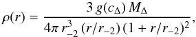 \begin{equation} \rho(r)=\frac{3 \, g(\cv) \, \mv}{4 \pi \, \rs^3 \, (r/\rs) \, (1+r/\rs)^2}, \end{equation}