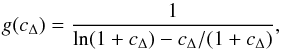 \begin{equation} g(\cv)=\frac{1}{\ln(1+\cv)-\cv/(1+\cv)}, \end{equation}