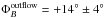\hbox{$\Phi_{B}^{\rm outflow}= +14^\circ\pm4^\circ$}