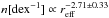 \hbox{$n \mathrm{[dex^{-1}]}\propto r_\mathrm{eff}^{-2.71\pm0.33}$}