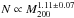 \hbox{$N \propto M_{200}^{1.11 \pm 0.07}$}