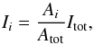 \appendix \setcounter{section}{1} \begin{equation} I_i=\frac{A_i}{A_\mathrm{tot}}I_\mathrm{tot}, \end{equation}