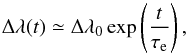 \begin{equation} \Delta\lambda(t)\simeq\Delta\lambda_{0}\exp\left(\frac{t}{\tau_{\rm e}}\right),\label{eq:exponential separation} \end{equation}