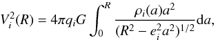 \begin{equation} V_i^2(R)=4 \pi q_i G \int_0^R \frac{\rho_i(a) a^2}{(R^2-e_i^2 a^2)^{1/2}} {\rm d}a, \end{equation}