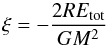 \begin{equation} \xi=-\frac{2 R E_{\rm tot}}{ G M^{2}} \end{equation}