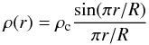 \appendix \setcounter{section}{3} \begin{equation} \rho(r)=\rho_{\rm c}\frac{\sin(\pi r/R)}{\pi r/R} \end{equation}