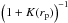 \hbox{$\left(1+K(r_{\rm p})\right)^{-1}$}
