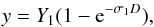 \begin{equation} y=Y_1(1-{\rm e}^{-\sigma_1 D}) \label{fiteq1} , \end{equation}