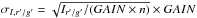 \hbox{$\sigma_{I,r'/g'}=\sqrt{I_{r'/g'}/(GAIN \times n)}\times GAIN$}
