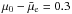 \hbox{$\mu_0 - \bar{\mu}_{\rm e} = 0.3$}