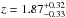 \hbox{$z=1.87^{+0.32}_{-0.33}$}