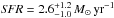\hbox{$\textit{SFR}=2.6^{+1.2}_{-1.0}\ts\msol\,{\rm yr}^{-1}$}