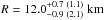 \hbox{$R= 12.0 ^{+ 0.7 ~( 1.1)}_{ -0.9 ~( 2.1)}~\mathrm{km}$}