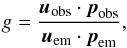 \appendix \setcounter{section}{1} \begin{eqnarray} g = \frac{\vec{u}_{\mathrm{obs}} \cdot \vec{p}_{\mathrm{obs}}}{\vec{u}_{\mathrm{em}} \cdot \vec{p}_{\mathrm{em}}} , \end{eqnarray}
