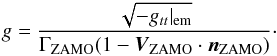 \appendix \setcounter{section}{4} \begin{eqnarray} g = \frac{\sqrt{-g_{tt}|_{\mathrm{em}}}}{\Gamma_{\mathrm{ZAMO}}(1 - \vec{V}_{\mathrm{ZAMO}} \cdot \vec{n}_{\mathrm{ZAMO}})}\cdot \end{eqnarray}