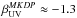 \hbox{$\beta_{\rm UV}^{MKDP} \approx -1.3$}