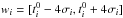 \hbox{$w_i = [t_i^0 - 4\sigma_i, t_i^0+4\sigma_i]$}