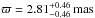 \hbox{$\varpi = 2.81^{+0.46}_{-0.46} \, \mathrm{mas}$}