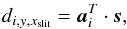 \begin{equation} d_{i,y,x_{\rm slit}}={\vec a}_{i}^T \cdot {\vec s}, \end{equation}