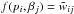 \hbox{$f(p_i, \beta_j) = \tilde w_{ij}$}