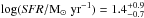 \hbox{$\log(\textit{SFR}/\msunyr)=1.4^{+0.9}_{-0.7}$}