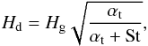 \begin{equation} \label{hdust} H_{\rm d} = H_{\rm g} \sqrt{\frac{\alpha_{\rm t}}{\alpha_{\rm t} + {\rm St}}}, \end{equation}