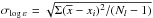 \hbox{$\sigma_{\eps{}} = \sqrt{\Sigma(\overline{x}-x_i)^2/(N_l-1)}$}