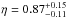 \hbox{$\eta = 0.87^{+0.15}_{-0.11}$}