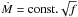 \hbox{$\dot{M} = {\rm const.} \sqrt{f}$}