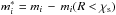 \hbox{$m_i^* = m_i \,- \,m_i (R<\chi_{\rm s})$}