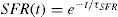 \begin{equation}{SFR}(t) = {\rm e}^{-t/\tau_{\rm SFR}}\end{equation}