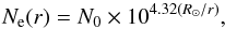 \begin{equation} N_{\rm e}(r) = N_{0} \times 10^{4.32(R_{\odot}/r)} , \end{equation}