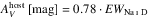 \hbox{$A_V^{\rm host}~{\rm[mag]} = 0.78 \cdot EW_{\ion{Na}{i}{\rm ~D}}$}
