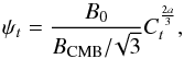 \appendix \setcounter{section}{1} \begin{equation} \psi_t=\dfrac{B_0}{B_{\rm CMB}/\!\sqrt{3}}C_t^{\frac{2a}{3}} , \end{equation}