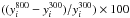 \hbox{$((y^{800}_i-y^{300}_i)/y^{300}_i)\times100$}