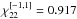\hbox{$\chi^{[-1,1]}_{22} = 0.917$}