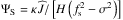 Mathematical equation: \hbox{$ \Psi_{\rm S} = \kappa \pv{J}/\left[ H \left( f_{\rm s}^2 - \sigma^2 \right) \right] $}