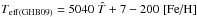 \hbox{${\teff}_{(\textrm{GHB09})} = 5040 \; \tnorm + 7 -200 \; \feh$}