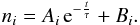 \appendix \setcounter{section}{1} \begin{equation} \label{eq:form} n_i=A_i\hspace{0.05cm}\mathrm{{e}}^{-\frac t \tau}+B_i . \end{equation}