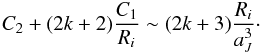 \appendix \setcounter{section}{2} \begin{eqnarray} C_2 + (2k+2) \dfrac{C_1}{R_i} \sim (2k+3)\dfrac{R_i}{a_J^3}\cdot \label{C1_C2} \end{eqnarray}