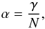 \appendix \setcounter{section}{3} \begin{equation} \alpha = \dfrac{\gamma}{N}, \end{equation}