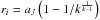 \hbox{$r_i = a_J \left(1 - 1/k^{\frac{1}{k-1}} \right)$}