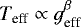 $T_{\textrm{eff}}\propto g_{\textrm{eff}}^{\beta}$