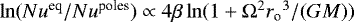 $\ln ({Nu^{\text{eq}}}/{Nu^{\text{poles}}}) \propto 4 \beta \ln (1&#x002B; {{\mathrm{\Omega}}^2 {r_{\textrm{o}}}^3}/({GM}))$