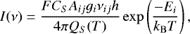 \begin{equation} \label{eq:17} {FWHM} = \frac{2 \nu_0}{c} \sqrt{\frac{2 k_\mathrm{B} T \ln{2}}{m}} ,\end{equation}