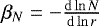 $\beta_N = - \frac{\mathrm{d} \ln N}{ \mathrm{d} \ln r}$