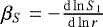 $\beta_S = - \frac{\mathrm{d} \ln S_1}{ \mathrm{d} \ln r}$